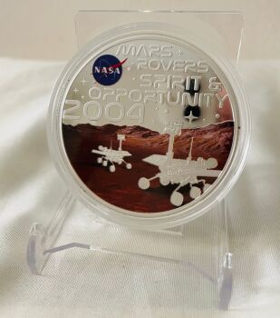 JPL NASA Mars Rover Spirit & Oppertunity Ex Large 50mm Silver Plated Medallion Coin
