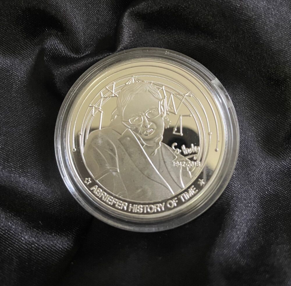 Stephen Hawking Black Hole Signed High Detailed Silver Plated Medallion Coin Medal