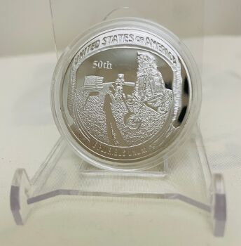 NASA Apollo Moon Landings Comemorative Silver Plated Coin Medallion
