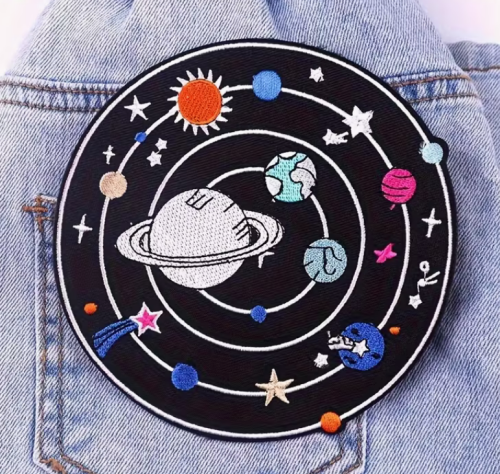 XL Deep Space Solar System Astronomy Iron On Patch