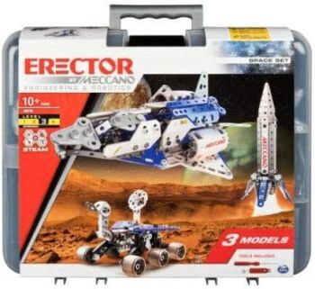 Large Carry Case Meccano 3 Model NASA Rocket Shuttle Mars Rover Construction Kit