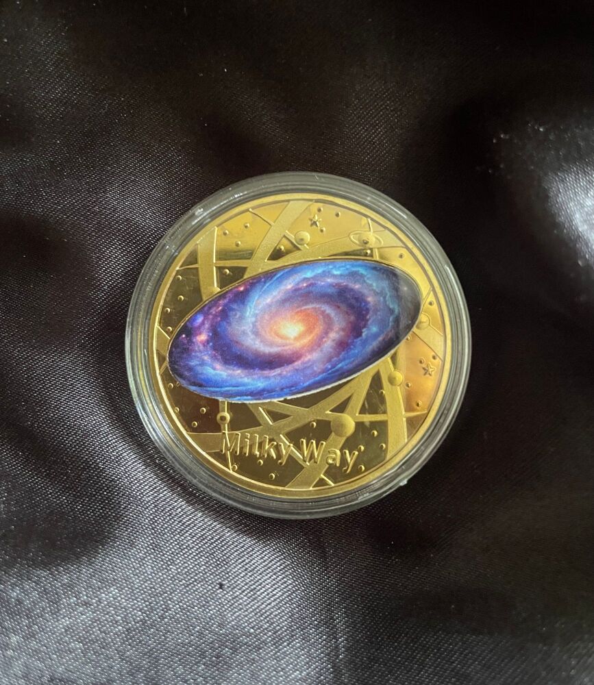 Galaxy Nebula Star System Gold Medallion Coin Design 4