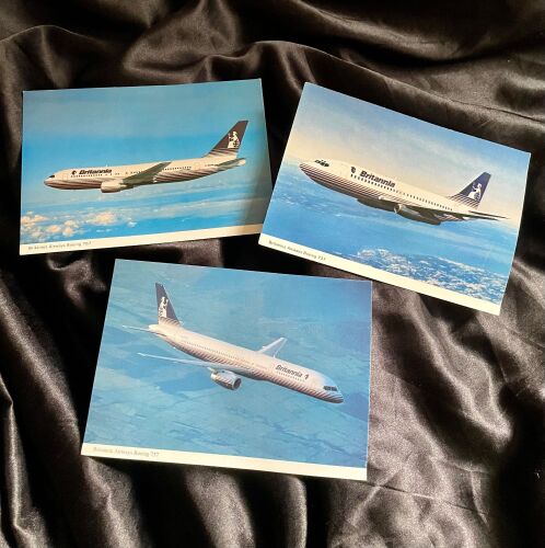 Britannia Airways Boeing Aircraft Airplane 3 Set Postcards 90s