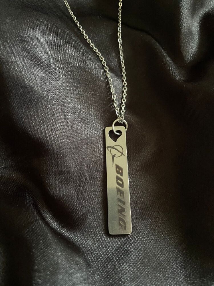 Boeing Logo Aircraft Airplane Pendant Necklace On Stainless Steel Chain