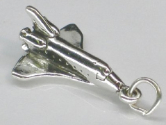 Space Shuttle Solid Sterling Silver Charm Pendant NASA Rocket