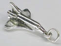 Space Shuttle Solid Sterling Silver Charm Pendant NASA Rocket