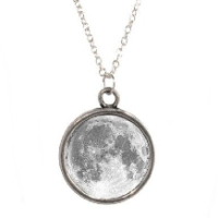 Silver Plated Chain Necklace With Moon Lunar Design Pendant Nasa
