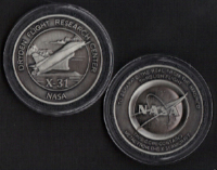 NASA USAF ROCKWELL X-31 COIN MEDALLION CONTAINS METAL FROM AN X-31 AIRCRAFT