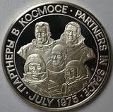 Shuttle And Soyuz First Docking Medallion Solid Silver Rare