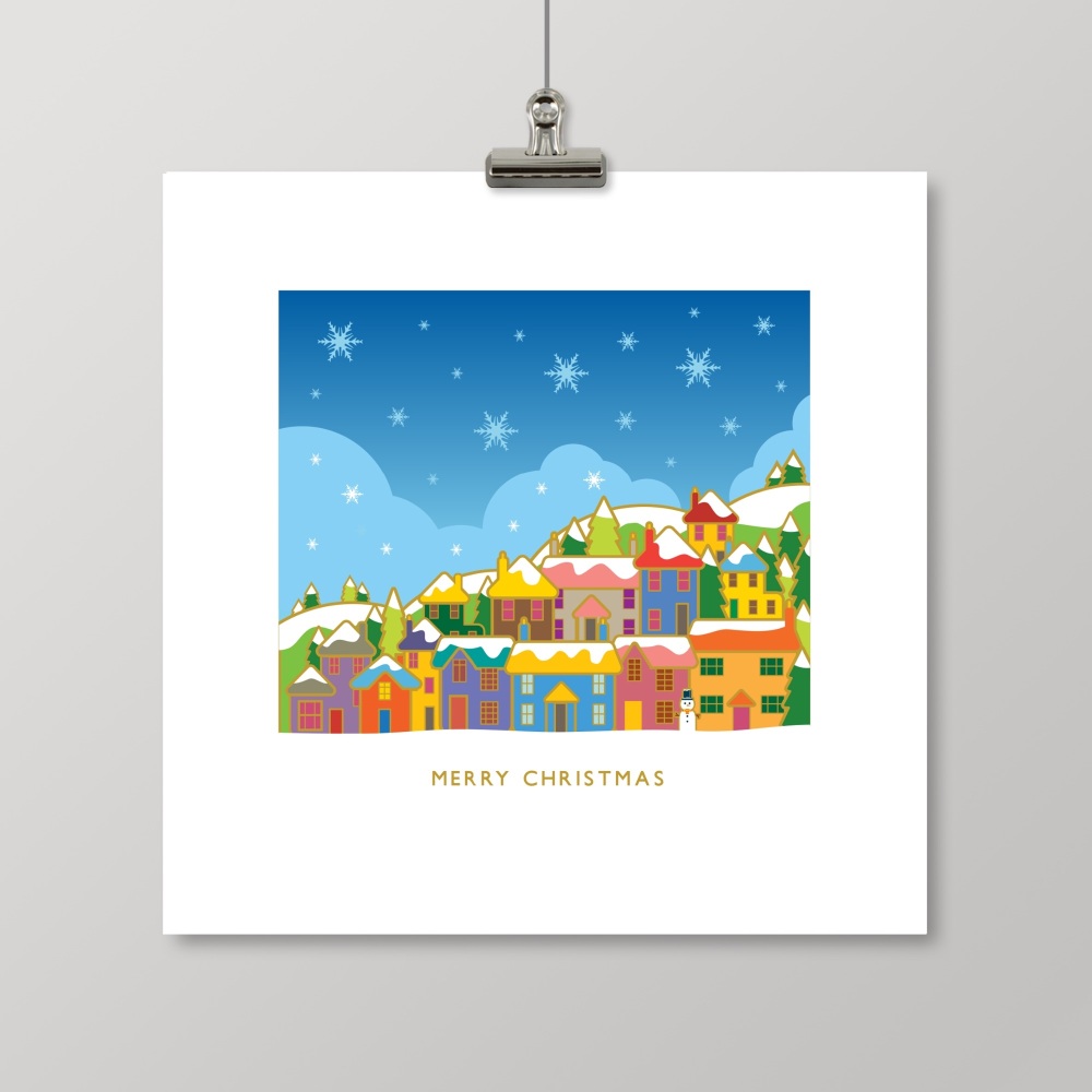 Christmas card, Houses
