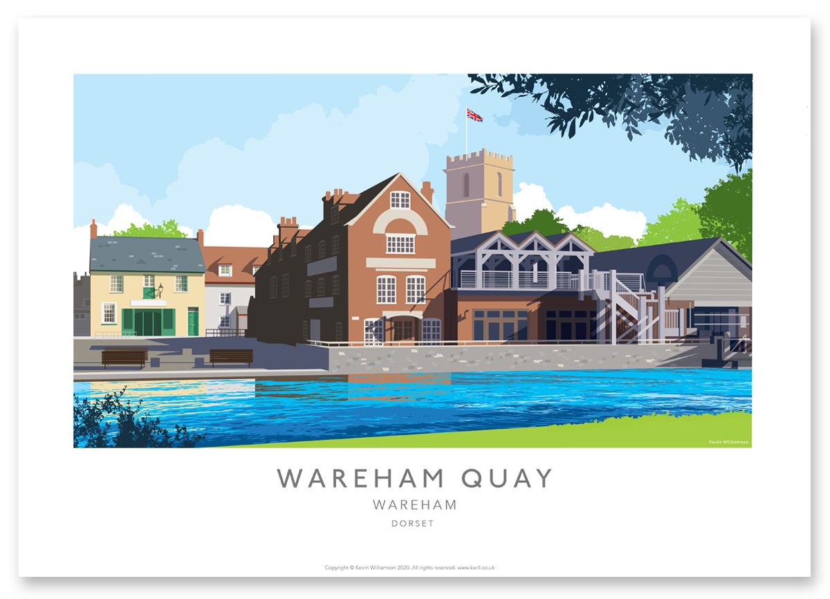 Illustration of Wareham Quay Dorset Print