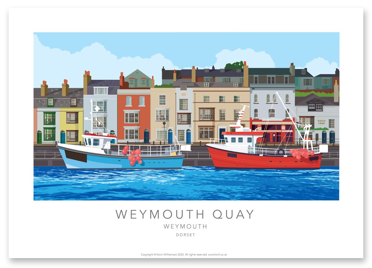 Dorset Print, illustration of Weymouth Quay