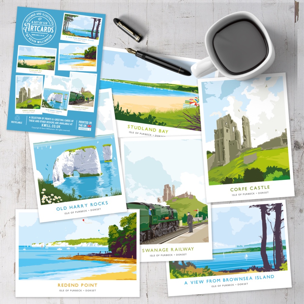 A SET OF SIX ARTCARDS