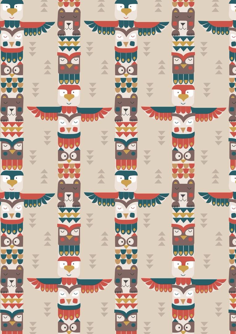 Big Bear Little Bear A105.1 - Bear & friends totem on milky tea from Lewis