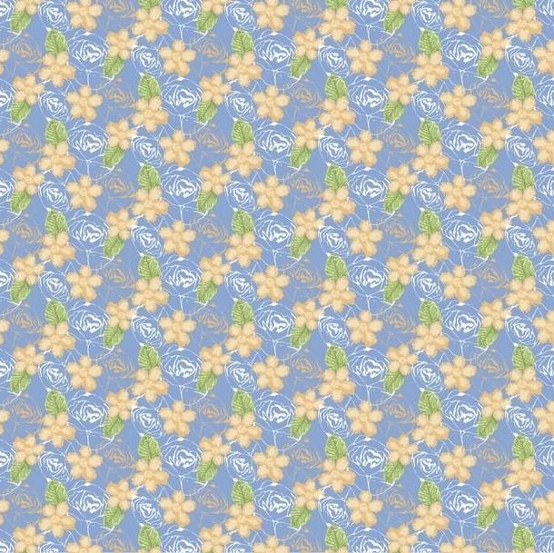 FF243-3 Floral Yellow and Blue