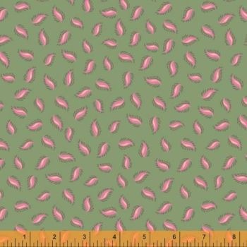 50934-8 Blythe Leaves Sage Green and Pink