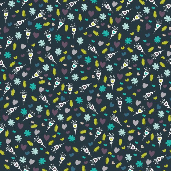 1008-NAVY - Enchanted Forest, Tiny Floral - Navy by Phyllida Coroneo