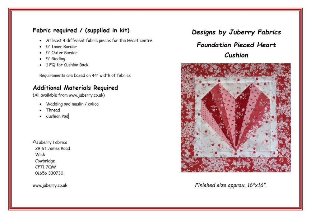Foundation Pieced Heart Cushion by Juberry Designs