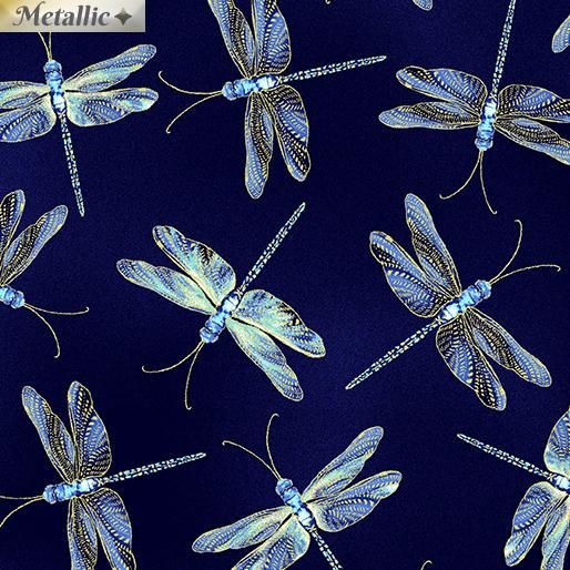9752M-55 Moonlight Dragonflies Indigo