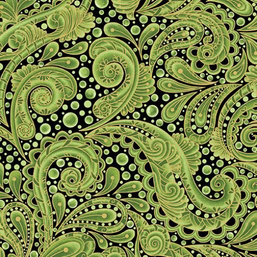 13005M-44 Bubble Paisley Green