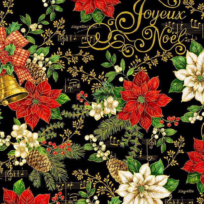 CM2050 BLACK CHRISTMAS BELL POINSETTIA AND TEXT