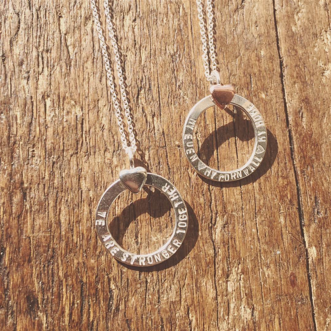 Handstamped Hoop Necklace
