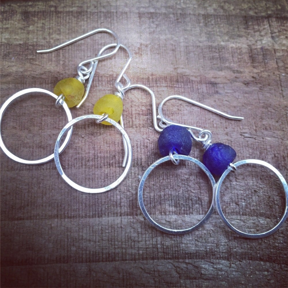 Mini Hoops with recycled beads 