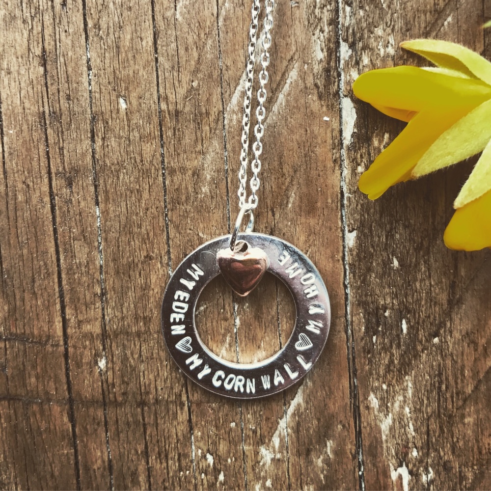 'Cornwall My Home' Copper Heart Necklace  