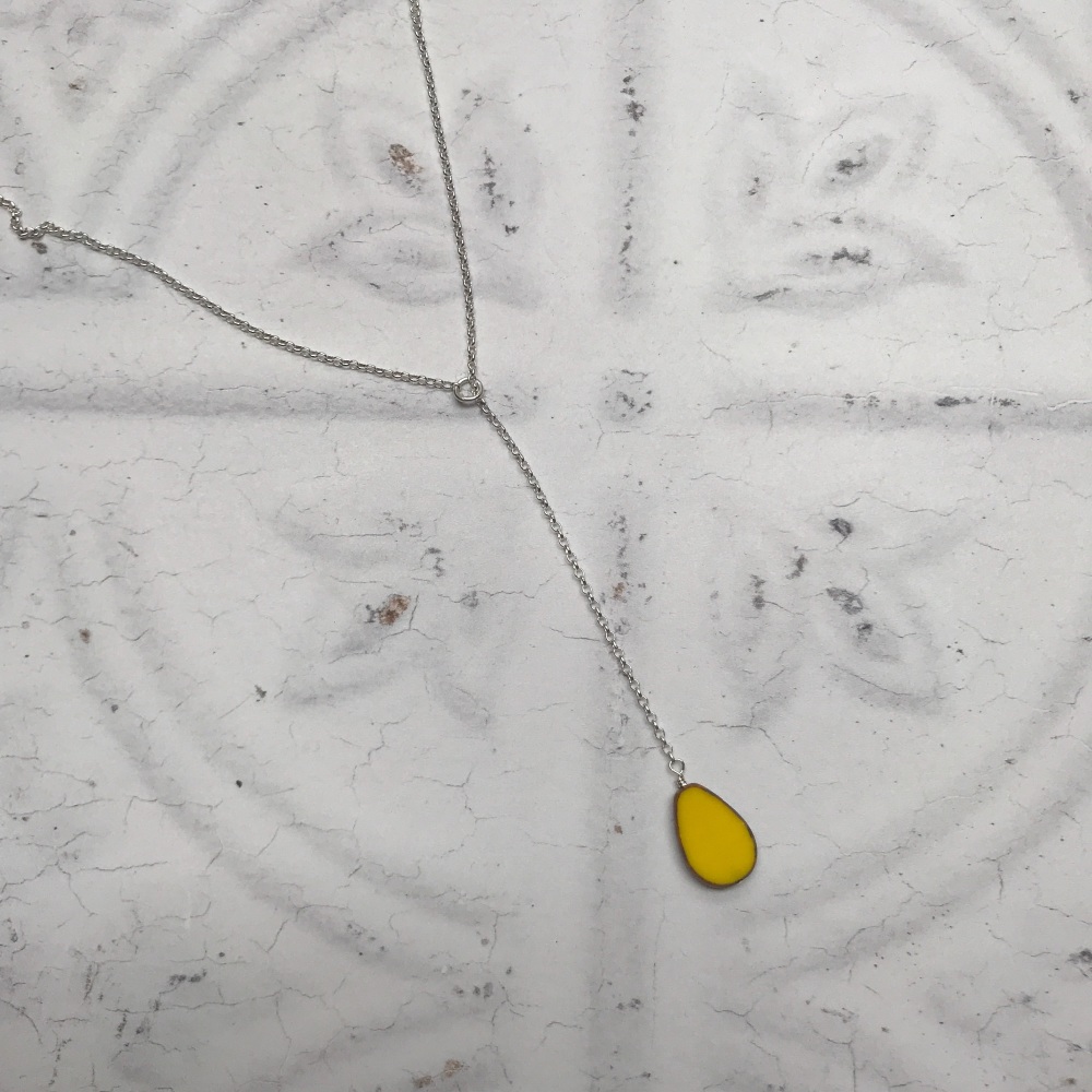 Y Lariat Necklace with a Picasso Fired teardrop bead