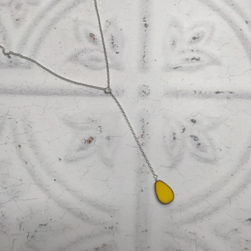 Y Lariat Necklace with a Picasso Fired teardrop bead
