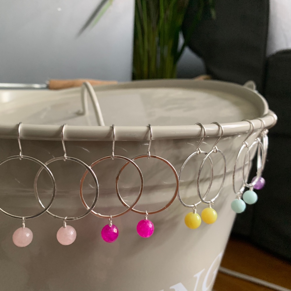 Semi-Precious Hoop Earrings 