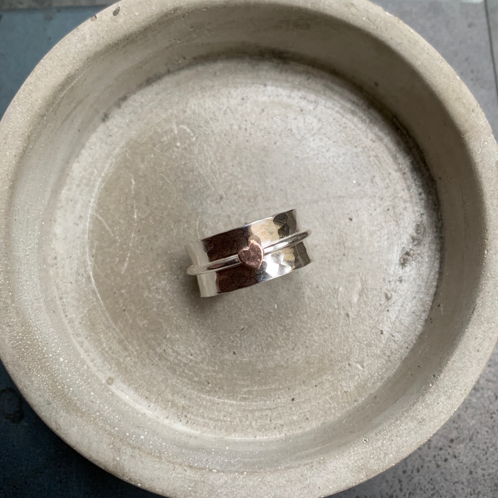 Open Wide with a hammered copper band 