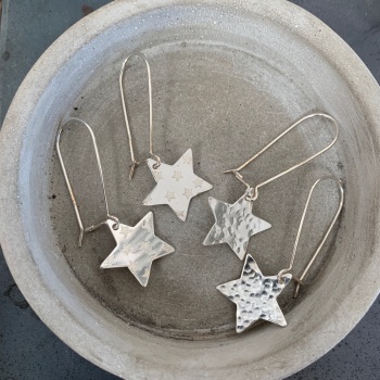 Star Earrings on a Kidney Hook 