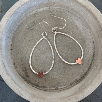 Hammered Teardrop Earrings with Copper Shape