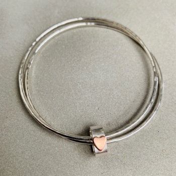 Double Bangle with Heart Bead