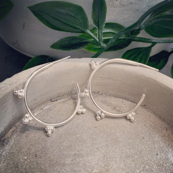Boho Open Hoops with Tiny Silver Dots