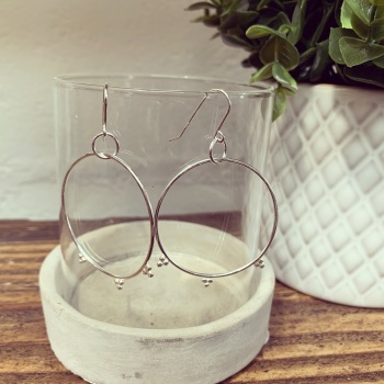 Boho Dangly Hoops with Tiny Silver Dots