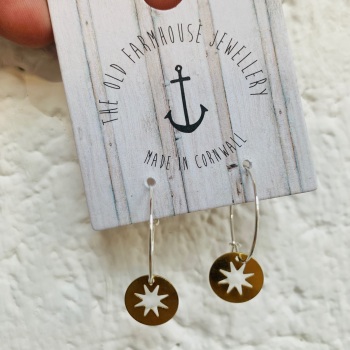 Celestial Disc Brass Hoops