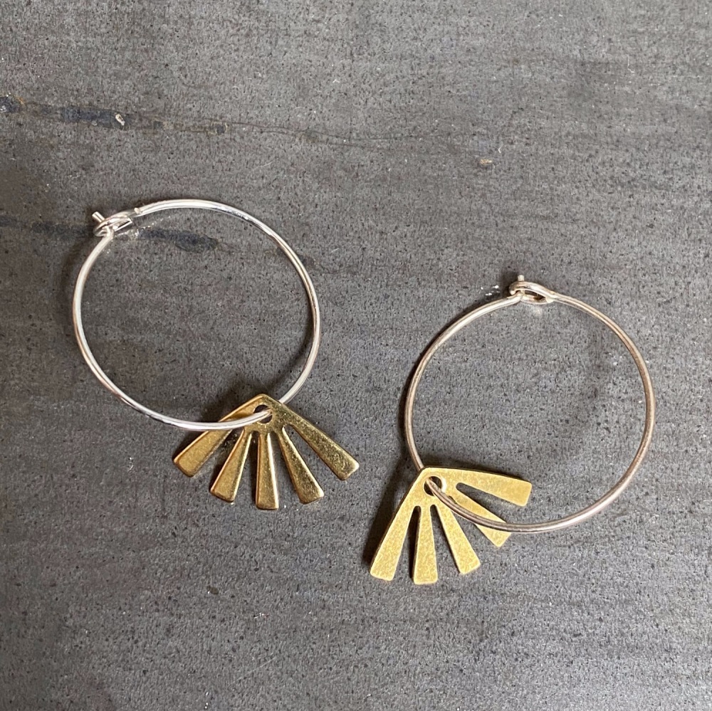 Sunburst Brass Hoops