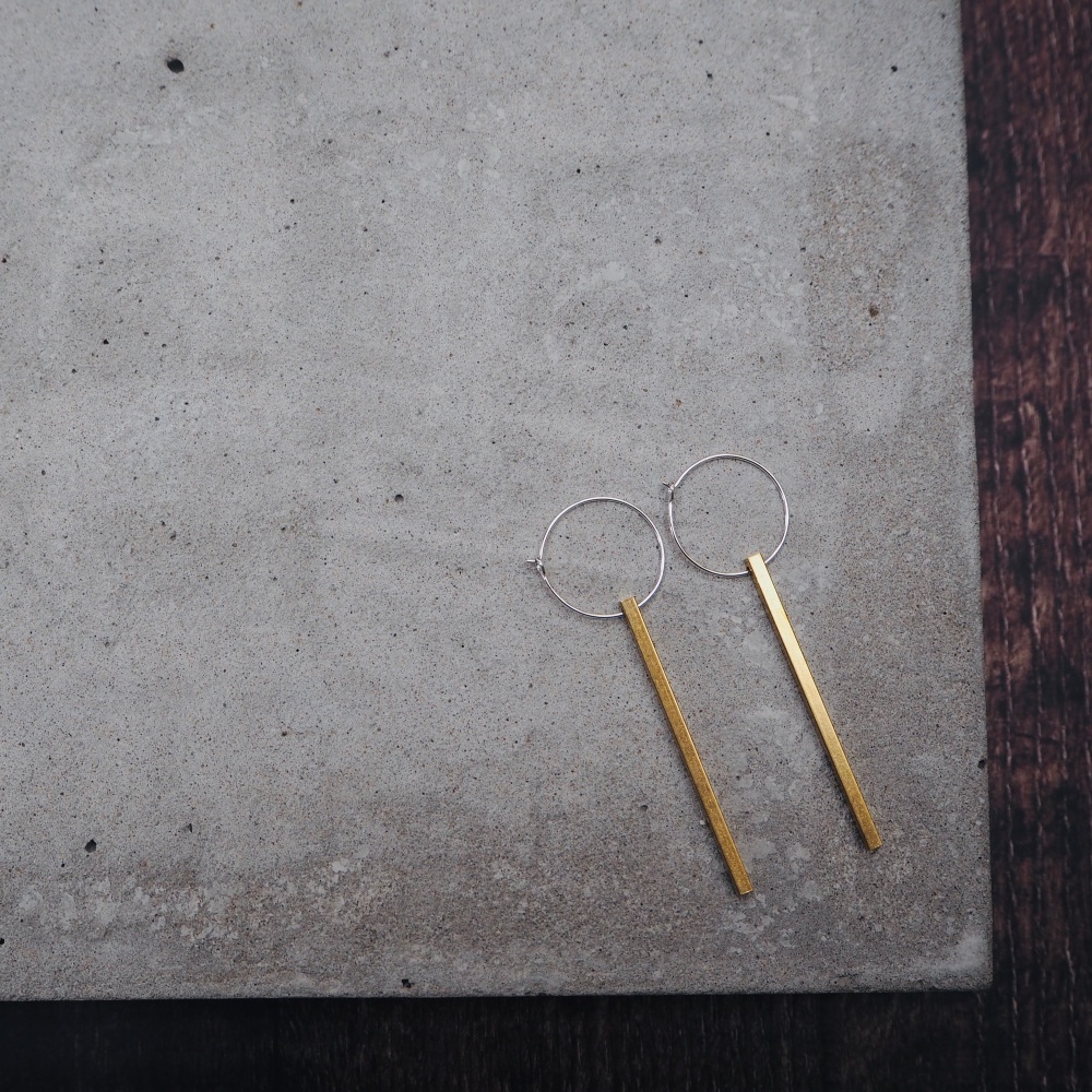 Slim Bar Brass Hoops 