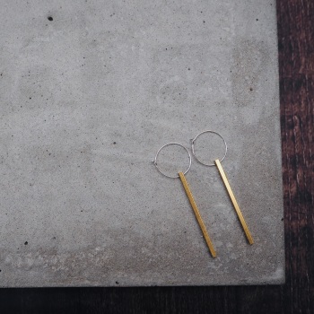 Slim Bar Brass Hoops 