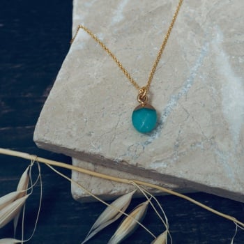 Gold Plated Stone Oval Necklace  