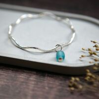 Simple Wave Bangle and Recycled glass beads