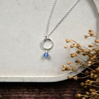 Mini Hoop Necklace with Semi-Precious Bead