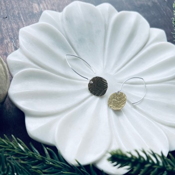 Online Christmas Market - Long Brass Disc Earrings