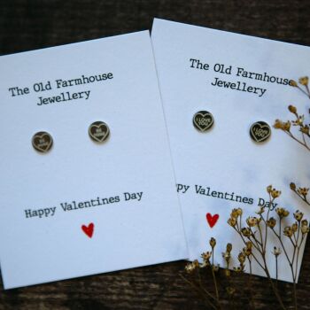 Valentines Day Loveheart Disc Studs
