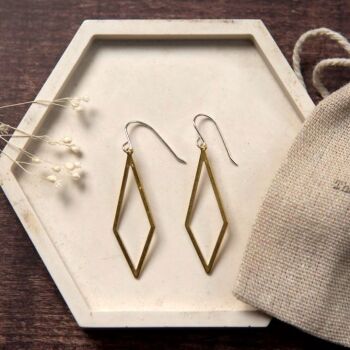 Medium Brass Wire Diamond Earrings