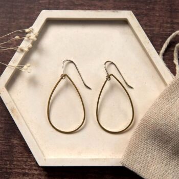 Medium Brass Wire Teardrop Earrings