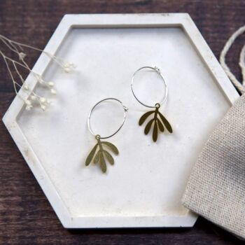 Medium Brass Olive Branch Earrings