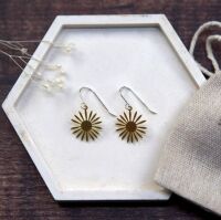 Medium Brass Flower Earrings